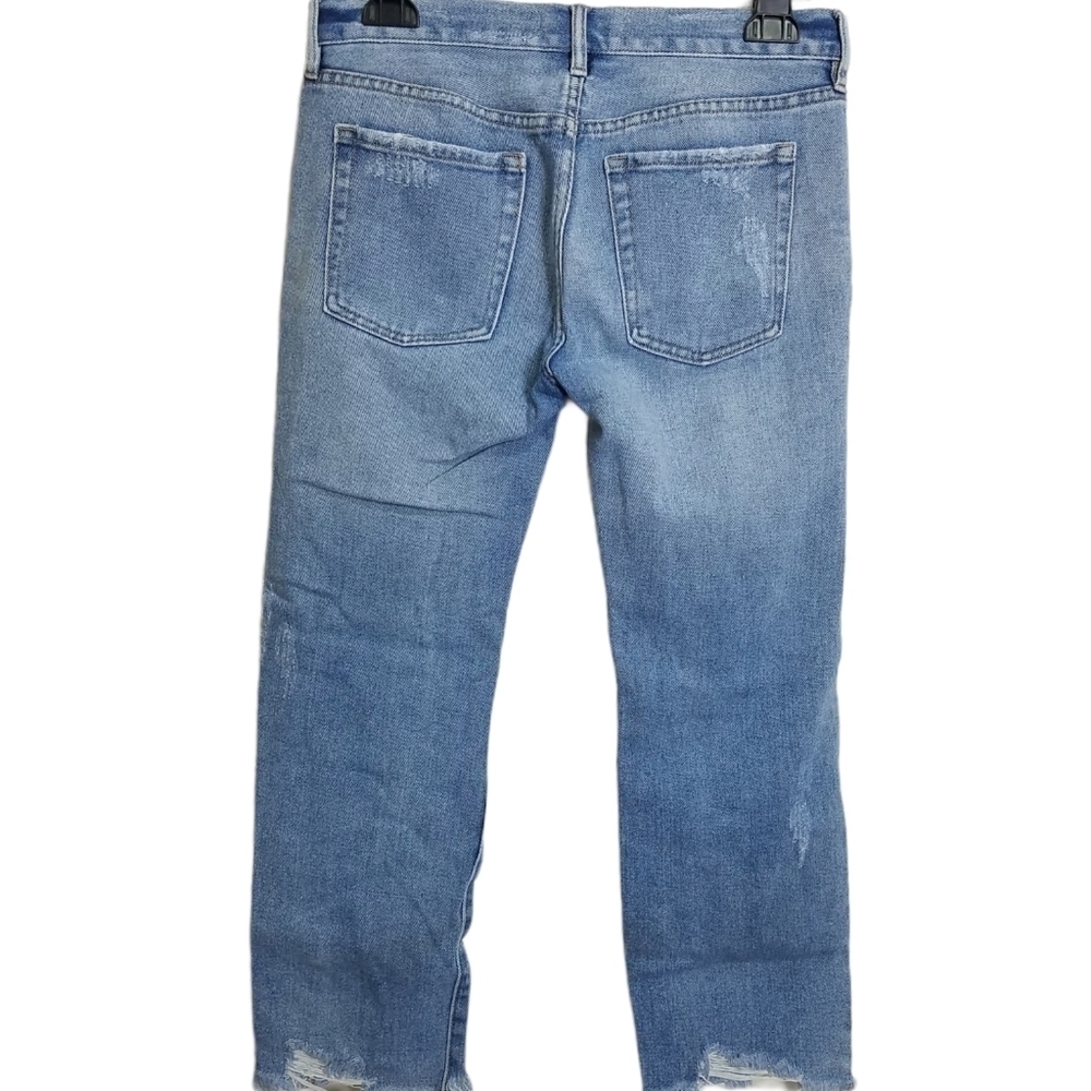 Pacsun Light Wash Distressed Destroyed Boyfriend Button Fly Raw Hem Crop Jean 25 - Picture 2 of 7